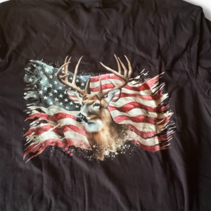 Long Sleeve Tee — Black (Flag on back; Buck, District Made)